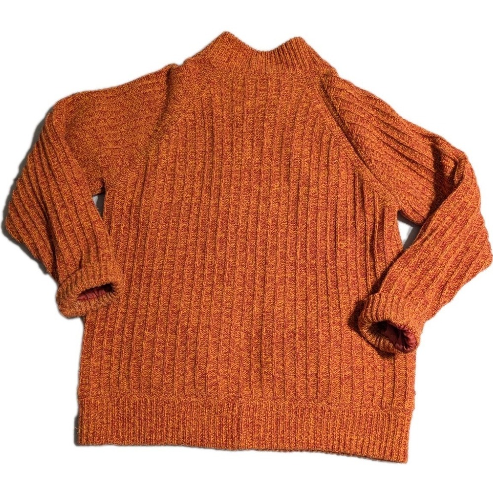 Walbusch Wool Zip Sweater Jacket Mens L Orange Rib Knit Lined Heavy Full Zip - Picture 6 of 10